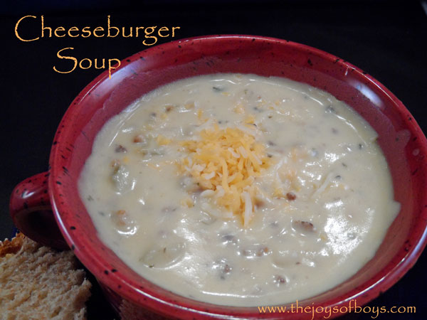 Cheeseburger Soup from TheJoysofBoys.com #soup #recipes Cheeseburger Soup