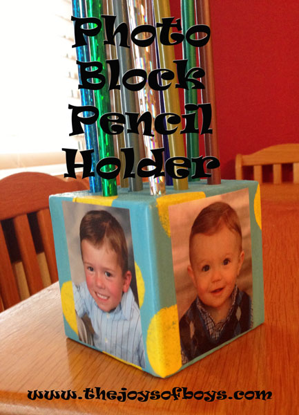 Photo Block Pencil holder Mod Podge washout