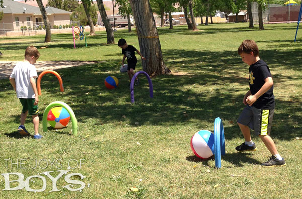 Soccer game for Sports Party from TheJoysofBoys.com. Sports Birthday party